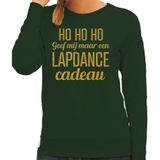 Bellatio Decorations Foute kersttrui/sweater voor dames - Hohoho lapdance cadeau - groen - glitter goud S