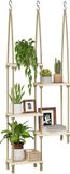 Marque non spécifiée Étagère de fenêtre pour plantes – Support de plantes bohème pour intérieur – Support de plantes pour fenêtre et mur – Support de plantes suspendu pour rebord de fenêtre – Bois brun