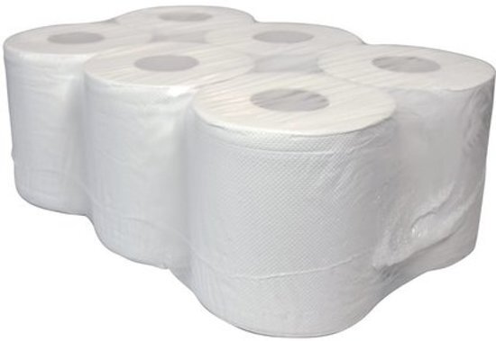 HygieneShopBasics 150m handdoekrol keukenrol poetsrol Midi 2laags cellulose 6 rollen 19cm hoogte