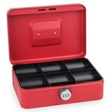 SAX Geldcassette met cijferslot, extra sterk slot, 25 x 18 x 9 cm, groot, rood, 0-823-13