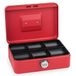SAX Geldcassette met cijferslot, extra sterk slot, 25 x 18 x 9 cm, groot, rood, 0-823-13