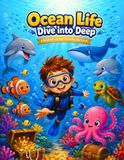 Ocean Life Dive into Deep Coloring Book: 60 Adorable Underwater Illustrations for Kids 4-8