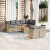 Maison Exclusive - Ensemble de jardin, composé de 10 pièces avec coussins, couleur : beige, matériau : polyrotin