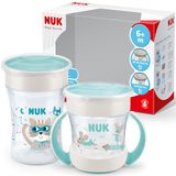 NUK Magic Cup & Mini Magic Cup drinkbekers, duoset | lekvrije 360° drinkrand | vanaf 6 maanden en 8 maanden| lekvrij en BPA-vrij | 160ml & 230ml | munt