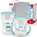 NUK Magic Cup & Mini Magic Cup drinkbekers, duoset | lekvrije 360° drinkrand | vanaf 6 maanden en 8 maanden| lekvrij en BPA-vrij | 160ml & 230ml | munt
