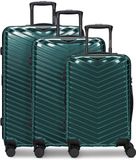 Redolz Essentials 18 2.0 4 wielen Kofferset 3-delig met uitbreidingsplooi - Harde bagage - TSA slot - metallic-green shiny