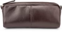 LEABAGS Leren etui I Grote etui van echt leer I Etui voor werk, universiteit en school I Etui I Etui voor pennen I Leren etui I Choco