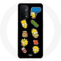 Maniacase Etui voor Oppo A54 5G The Simpsons zwarte achtergrond stickers