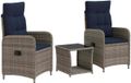 vidaXL Tuin loungeset 3 st PE Rattan en Poeder-Coated Staal