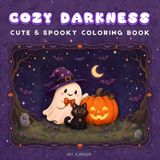COZY DARKNESS: Bold & Easy Coloring Book for Kids | Cute & Spooky Night Halloween Coloring Pages