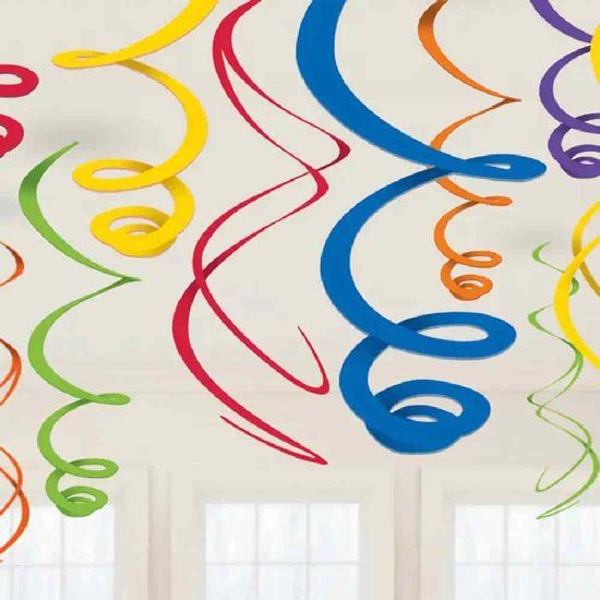 AMSCAN - Gekleurde Swirl Slinger - 12 stuks - Verjaardag - Plastic