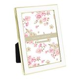 Laura Ashley 4x6 witte emaille fotolijst, gouden metalen rand met ezel