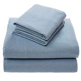 Comfort Spaces Cotton Flannel Breathable Warm Deep Pocket Sheets With Pillow Case Bedding, Twin, Solid Blue, 3 Piece