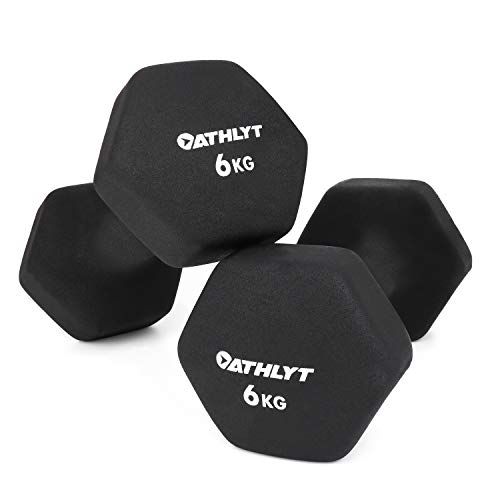 Athlyt Hand Dumbbells Neoprene Pairs Unisex - Home Dumbbell Weights & At Home Workout Equipment - Indoor Weight Training & Gym Home Fitness - Various Colours in 1 kg, 2 kg, 3 kg, 4 kg, 5 kg, 6 kg