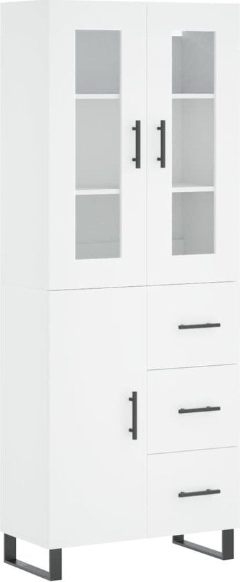 vidaXL Hoge kast 69,5x34x180 cm bewerkt hout wit