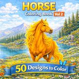 Horse Coloring Book Vol 2: 50 Relaxing and Beautiful Horse Designs for Adults and Kids: Large Print Relaxing Coloring Book with Horses, Ponies and ... Relief, Horse Lovers and Creative Coloring