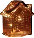 Anna's Collection LED Huisje glas bordeaux H14cm.