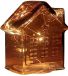 Anna's Collection LED Huisje glas bordeaux H14cm.