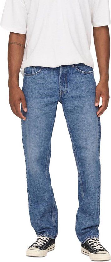 Only & Sons Onsedge Loose Fit Jeans - Medium Blue Denim - Men's W28/L32