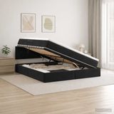 vidaXL - Opbergbed - met - hoofdeinde - Zwart - 160 - x - 200 - cm - Fluweel