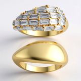 Cavill - Zilveren ring met witte topaas - 925 Sterling Zilver Verguld - 2,97 ct Topaas - Baguette Trapgeslepen - Elegante Dames Ring