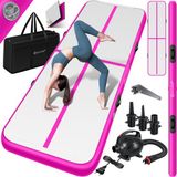 KESSER® Opblaasbare Gymnastiekmat Airtrack Fitnessmat 400x100x10cm Roze