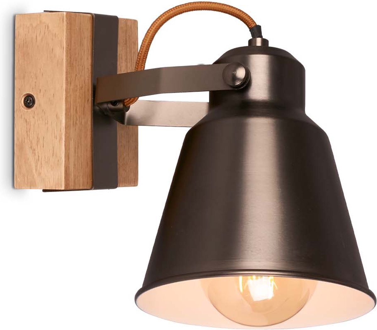 Briloner Leuchten BRILONER - TALLE - wandlamp - Spotlight - 1 vlam - draai- en zwenkbare spot - gloeilampen niet inbegrepen - max. 40 W - rustiek - IP20