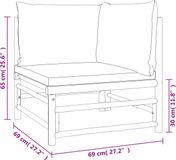 vidaXL 3-delige Loungeset met kussens bamboe gris clair