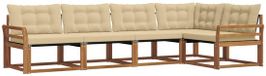 vidaXL - Hoek loungeset - 5 zitplaatsen - Natuurlijk en beige - Acacia hout