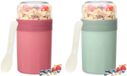 PromoHome Mueslibeker Set – 2 stuks, lekvrij, met lepel en bakje voor toppings, geschikt voor yoghurt, fruit, salade, BPA-vrij, herbruikbaar