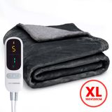 Seranova Elektrische Deken - Extra Warmtedraden - Premium Model - 160x120 cm - 1 Persoons Warmtedeken - Dubbelzijdig Fleece Sherpa - Antraciet