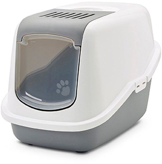 Savic Nestor Cat Litter Box - Grey/White - 56x39x39 cm - Closed