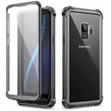 Dexnor Samsung Galaxy S9 Hoesje 360 Full Body 3 Lagen Bescherming Shockproof Bumper Crystal Clear Slim Anti-Kras Achterpaneel met Ingebouwde Screen Protector - Zwart