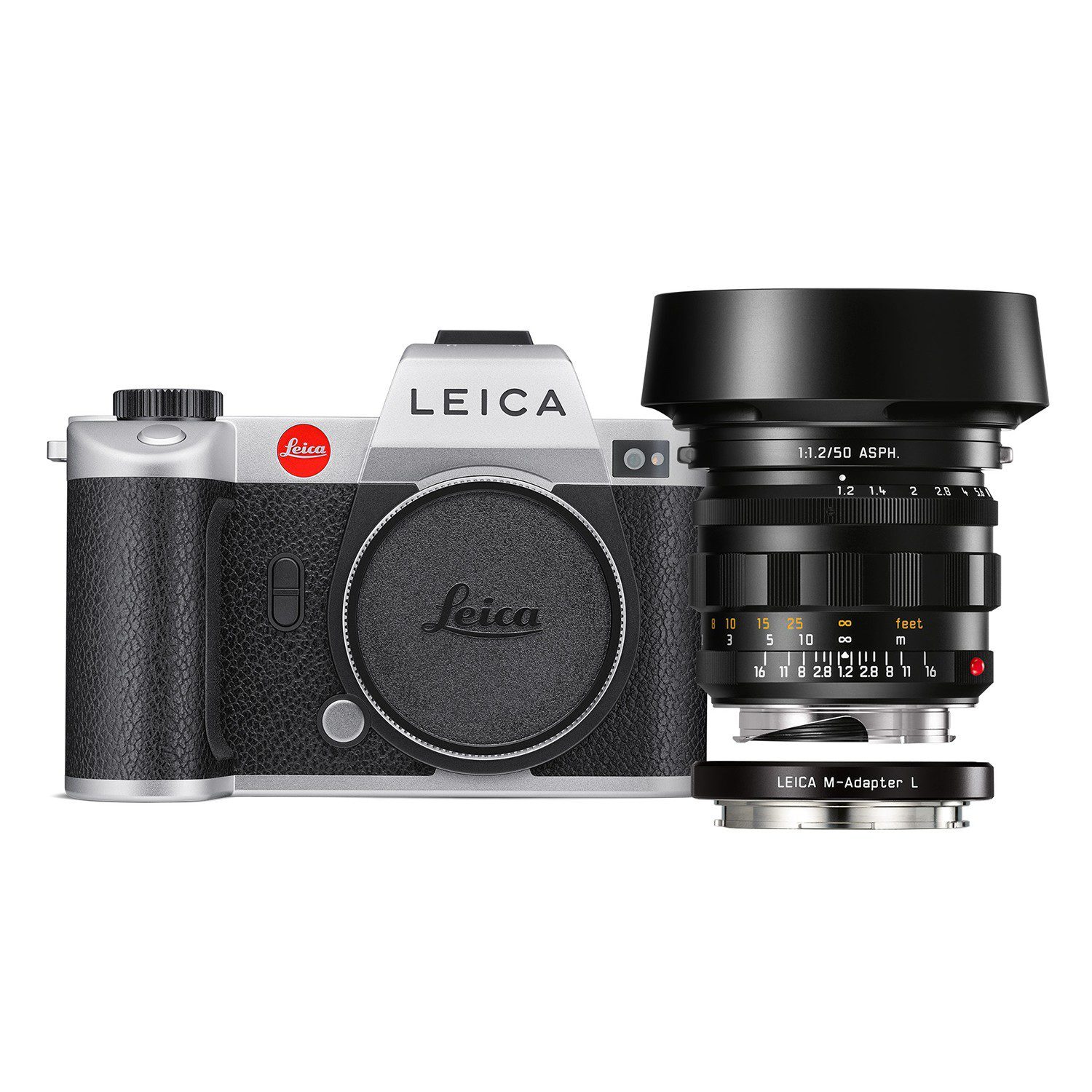 Leica SL2 systeemcamera Zilver + Noctilux-M 50mm f/1.2 ASPH + M-Adapter L