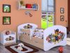 BDW Lit enfant Super Dogs - lit bébé avec matelas et tiroir - lit anti-chute confortable et durable - chambre d'enfant - poire claire (motif 3) - 140 x 70 cm