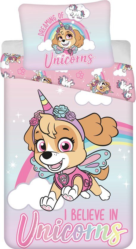 4KidsOnly Paw Patrol Dekbedovertrek - Skye - Unicorns - 140 x 200 cm - 70 x 90 cm - Katoen