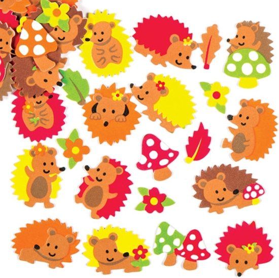 Baker Ross Foam Stickers - Egels - 120 stuks - Herfst Knutselwerkjes