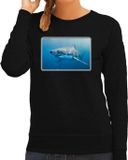 Bellatio Decorations Shoppartners Bv Dieren sweater met haaien foto - zwart - voor dames - natuur / haai cadeau trui - kleding / sweat shirt XS