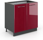 Vicco Keukenonderkast Fame-Line, Bordeauxrode hoogglans/Antraciet, 80 cm zonder werkblad