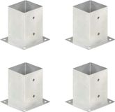 vidaXL Paalankers - 4 stuks - 101 mm - Gegalvaniseerd Metaal - Zilver