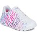 Skechers UNO LITE Metallic Joy Sneakers pour filles, synthétique blanc/rose et violet, 2 UK Enfant
