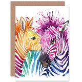 Wenskaart met regenboog-zebra-motief, met envelop binnenin, premium kwaliteit