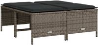 vidaXL Tuinkrukken met kussens 4 st poly rattan grijs