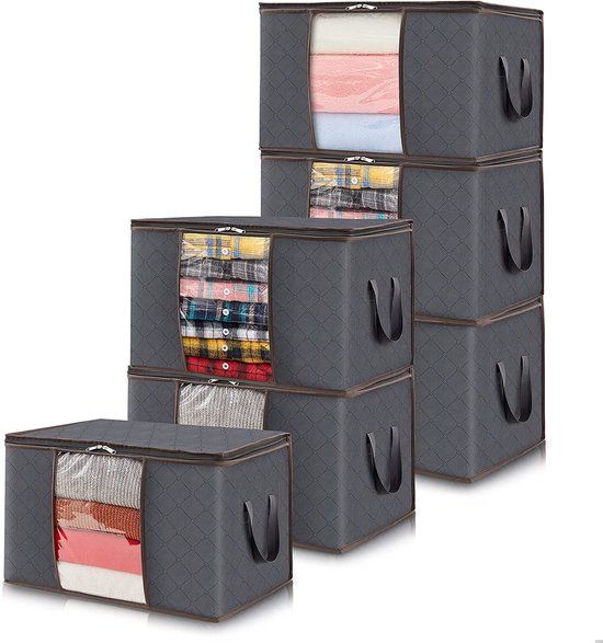 BEDSHEET Lifewit 60 liter opbergtassen, 6 stuks, grijs