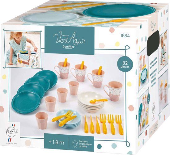 Ecoiffier Picknick Speelset met Kartonnen Picknickmand, 32dlg. - 18 maanden - 5 jaar