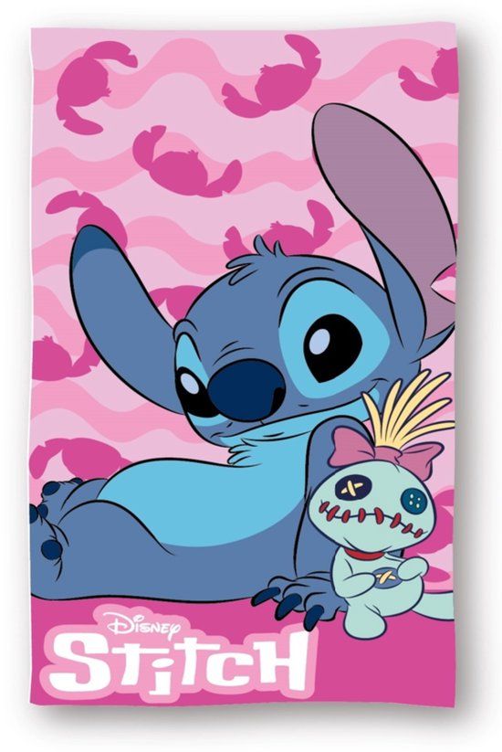 4KidsOnly Mister License Lilo & Stitch Strandlaken - Badlaken - Strandhanddoek voor Kinderen - Roze - Katoen