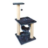 Record - Krabpaal voor katten Melissa – afmetingen 51 x 51 x 86 cm – kleur blauw – verhoogde structuur op meerdere niveaus – stimuleert je kat – stopt bij het springen en klimmen