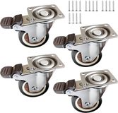 Merkloos Relaxdays Zwenkwielen - 4 stuks - 50 mm - bruin - zilver
