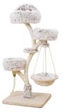 Poteau griffoir takdesign - 130 cm - Sisal et peluche - Arbre à chat avec panier suspendu