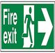 VSafety Fire Exit Sign - Right Arrow - 600mm x 200mm - Rigid Plastic